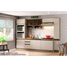 Imagem de Cozinha Modulada Henn Connect 8 Peças (2 Armários + 2 Balcões + 2 Paneleiros + 2 Complementos) C8P12 Duna/Cristal