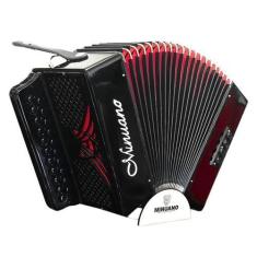 Imagem de Acordeon 8 Baixos Minuano 21 Botões All Black Sanfona, Espelho Vermelh