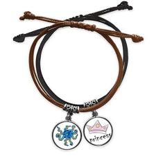 Imagem de DIYthinker Pulseira de couro com estampa de desenho animado da vida marinha polvo azul