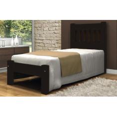 Imagem de Cama De Solteiro Pérola De Madeira Maciça Angelim Pedra/Tauari - Cor T