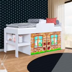 Imagem de Cama Com Cortina Infantil Solteiro Branco Criativa Shop Jm