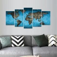 Imagem de Quadro decorativo Mapa Mundi Blue Arte Quarto Sala