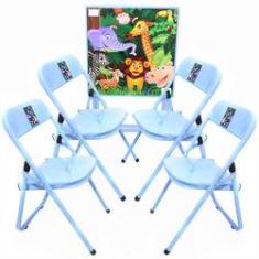 Imagem de Mesa Infantil Didática Atividades Em Aço Com 4 Cadeiras