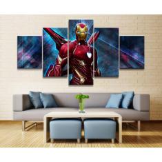 Imagem de Quadro Decorativo Homem de ferro C 5 peças 130x65 cm em teci