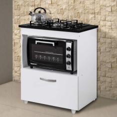 Imagem de Balcão para Cooktop e Forno 1 Gaveta Smart Siena Móveis Branco