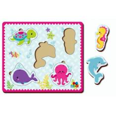 Imagem de Quebra Cabeça de Encaixe Fundo do Mar - Educativo em Madeira