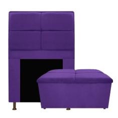 Imagem de Kit Cabeceira e Calçadeira Munique 100 cm Solteiro Corano Roxo AM Decor