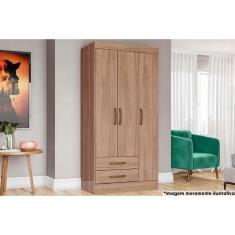 Imagem de Guarda Roupa Solteiro 3 Portas e 2 Gavetas Briz BE16 Jequitibá Brilho - Henn