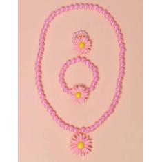 Imagem de Kit Conjunto Infantil Colar E Pulseira Anel Miçangas Pérola Colorida P