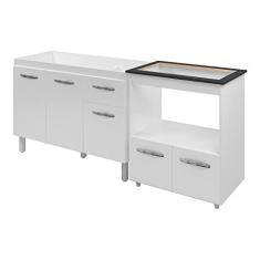 Imagem de Armário Gabinete pia de 120 cm com Balcão Cooktop 5 Bocas e Forno Branco