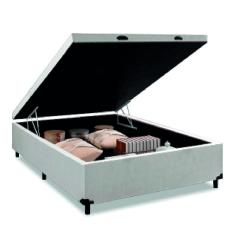 Imagem de Cama Box Baú Base Casal para Colchão de 1,38m Linho Branco Prince