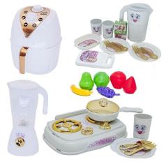 Imagem de Cozinha Infantil Brinquedo Menina Branco Jantar Fruta 26Pç