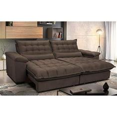 Imagem de Sofá Retrátil e Reclinável 3,12m com Molas Ensacadas Cama inBox Aconchego Tecido Suede Café