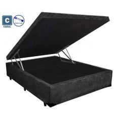 Imagem de Cama Box Baú Casal Industrial AColchões Suede Preto 41x138x188