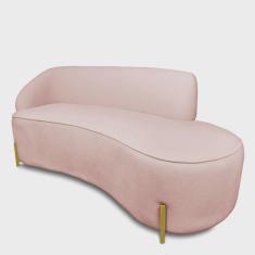 Imagem de Sofá 4 Lugares Orgânico 220cm Pé Ferro Dou Morgan Bouclê Rosê L01 - D'Rossi