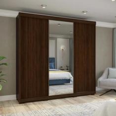 Imagem de Guarda Roupa Casal New Pegasus Com Espelho Jacarandá - Village Móveis