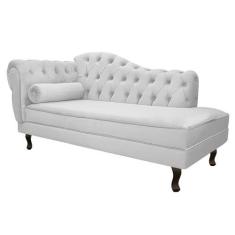 Imagem de Divã Recamier Sofá Juliana 160cm Lado Direito Suede Branco - AM Decor