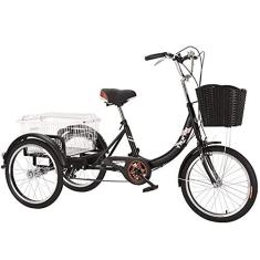 Imagem de Triciclo adulto ao ar livre 50,8 cm com cesta de compras Rikes bicicleta de 3 rodas para compras piquenique ciclismo pedalar esportes homens mulheres