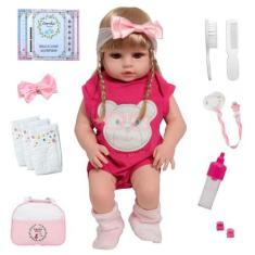 Imagem de Boneca Bebê Reborn Recém Nascida Fofinha Com Bolsa + Itens - Cegonha R