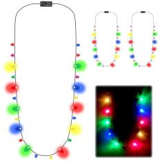 Imagem de Glowcraftco Colar de Natal | Luz brilhante | Melhores acessórios de Natal | Colar de Natal divertido e brilhante | Colar de enfeite de Natal | Lembranças de festa | Pacote de 3, 6 ou 12, 38 inches, Plástico, Sem Pedra Preciosa