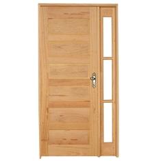 Imagem de Kit Porta de Madeira Vitrô Esquerda 213cmx110cmx12cm PE28 Esel Marroml