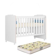 Imagem de Berço Amore Branco/Rosa com Colchão Supreme - Peternella Móveis