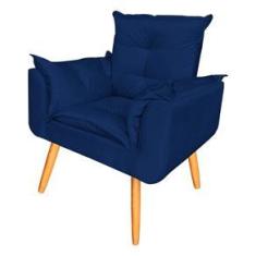 Imagem de Poltrona Decorativa Opala Pés Palito - Suede  Marinho