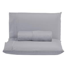 Imagem de Jogo de Lençol Super King 300 Fios Ponto Palito 100% Algodão 3 Peças