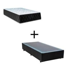 Imagem de Cama Box Solteiro 88 Tecido Sintético Preto Com Colchão Marrocos - Pol
