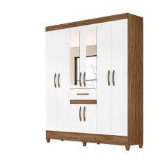 Imagem de Guarda Roupa 8 Portas Com Espelho Portugal Naturale Branco 835026 Mova