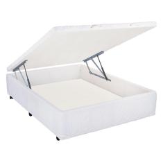 Imagem de Cama Box Viúva com Baú Mega Tecido Branco - 120x203