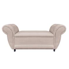 Imagem de Divã Recamier Com Baú Grécia 1,55 Cm Suede Bege