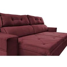 Imagem de Sofá Retrátil e Reclinável 2,50m Cama Inbox Tókio com Molas e Bordado 3d Velusoft Vinho