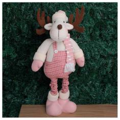 Imagem de Boneco Natal Rena Rosa Natalina Perna Ajustável 90cm