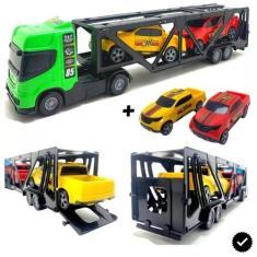 Imagem de Brinquedo Menino Caminhão Mini  Cegonheiro + 2 Carrinhos - Cores - BS 