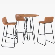 Imagem de Conjunto Mesa Bistr  Dubai Tampo Madeira Com 3 Banquetas Em C