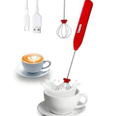 Imagem de Misturador Bebidas Ovos Mini Mixer Fuê Portátil Elétrico Recarregável (Vermelho)