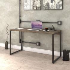 Imagem de Mesa Para Escritório Office Estilo Industrial 135Cm Kuadra Compace Carvalho Dark