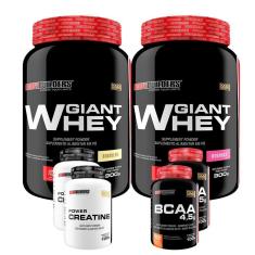 Imagem de KIT 2x Whey Protein Giant Whey Protein 900g + 2x BCAA 100g + 2x Creatine 100g - Bodybuilders-Unissex