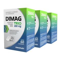 Imagem de Kit 3 Dimag Trio Magnésio Bisglicinato Taurato E Malato 60 Caps Maxinutri