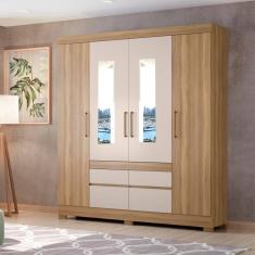 Imagem de Guarda Roupa Casal 4 Portas Com Espelho e 4 Gavetas Bilbao