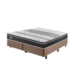 Imagem de Cama Box Queen 158X198 Alpha Marrom Com Colchão Molas Verticoil - Cama