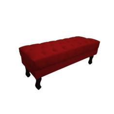Imagem de Recamier Baú Luis Xv Capitonê Retrô 120 cm Suede Vermelho Mz Decor - M
