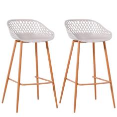 Imagem de Kit Com 2 Banquetas Monaco Assento Em Polipropileno E Base Em Aço Fratini Nude