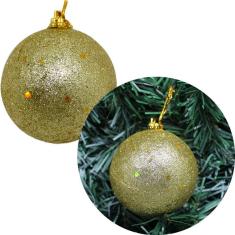 Imagem de Kit 8 Bolas De Natal Glitter Dourada Enfeite Natalino 70mm