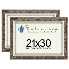 Imagem de Kit 2 Molduras Porta Diploma Certificado A4 21x30 Marrom
