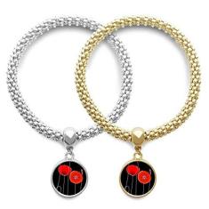 Imagem de DIYthinker Abstrato Círculo Vermelho Flores Linha Arte Milho Lover Pulseira Pingente Joias Corrente Presente Casal