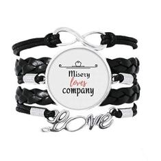 Imagem de OFFbb-USA Pulseira da Misery Loves Company para presente Art Déco, acessório de amor, pulseira de couro torcido para presente