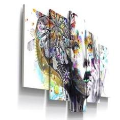 Imagem de Quadros Decorativos Menina Abstrato Colorido Sala