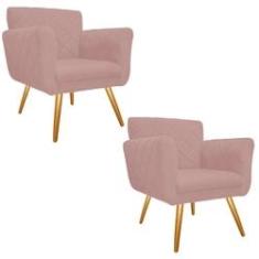 Imagem de kit 02 Poltronas Laura Palito Mel Suede Rosê - ADJ Decor